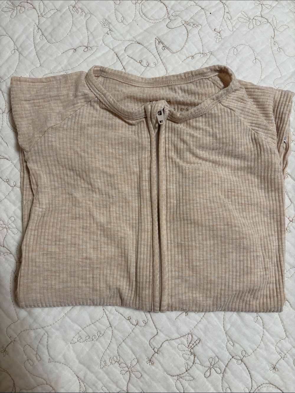 Little Sleepies Oatmeal Ribbed Zippy - Picture 5 of 5